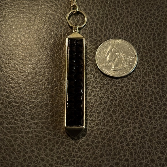 Lane Bryant Gold tone necklace and pendant with black stones. - Picture 6 of 6